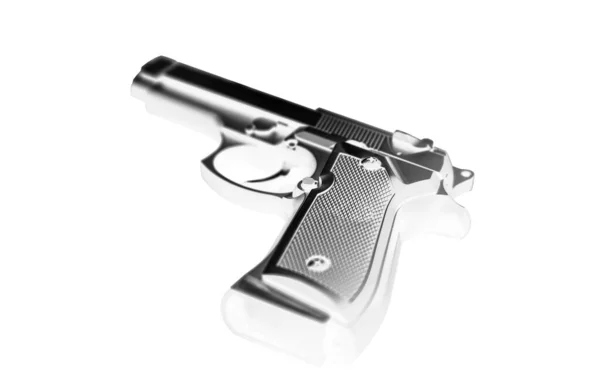 Pistola Isolada Fundo Branco Legalização Armas Problemas Penais — Fotografia de Stock