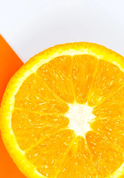 Κοντινή Φωτογραφία Του Orange Fruit Λευκό Και Πορτοκαλί Φόντο Εσπεριδοειδή — Φωτογραφία Αρχείου