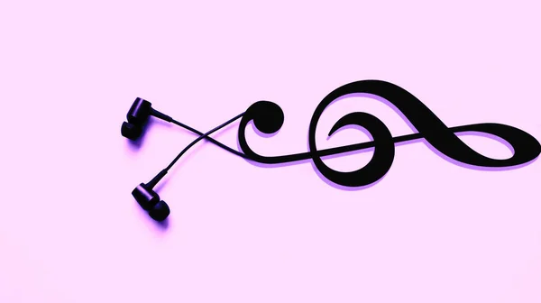 Earphones Clef Symbol Modern Music Concept Audio Technology — Stock Photo, Image