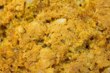 Kızarmış kurabiye dokusu arka planı. Loaf Pastanesi kavramı. Yaklaş, makro fotoğraf. Güzel doğal duvar kağıdı.