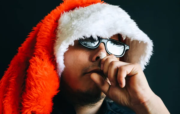 Man Santa Claus Drugs Guy Taking Heroin 2020 New Year — Stock Photo, Image