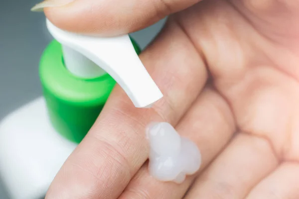 Jabón Manos Cerca Limpieza Desinfección Del Gel Manos Prevención Gripe —  Fotos de Stock