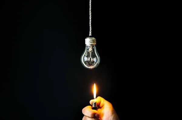 New Idea Concept Man Holding Lightener Lamp Bulb — Stock Photo, Image