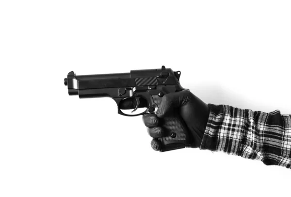 Hombre Tiene Arma Mano Concepto Criminal — Foto de Stock