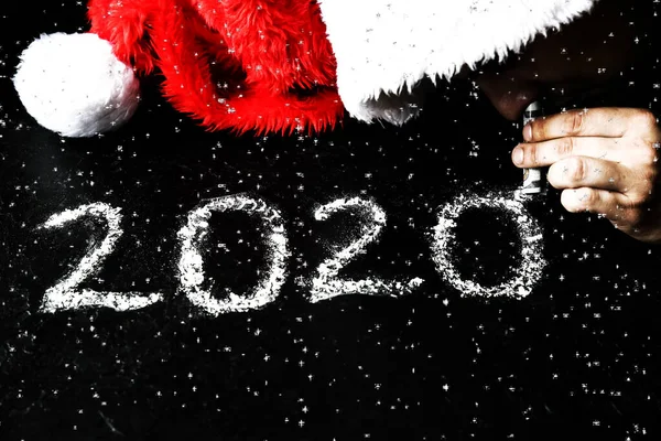 Hombre Santa Claus Toma Heroína Con Billete Dólar Nuevo Año —  Fotos de Stock