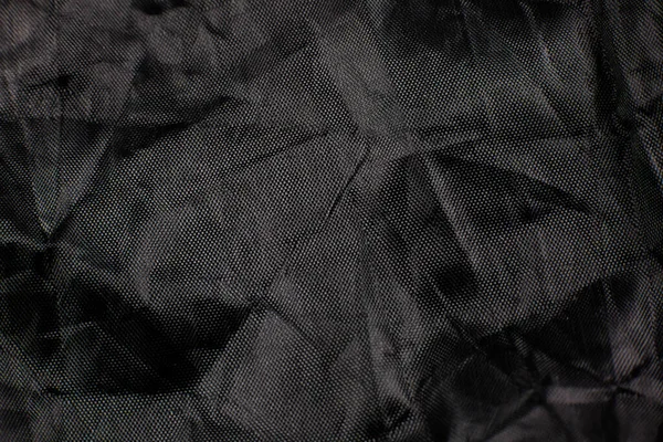 Fekete Gyűrött Fonott Pamut Háló Textúra Háttér Közelről — Stock Fotó