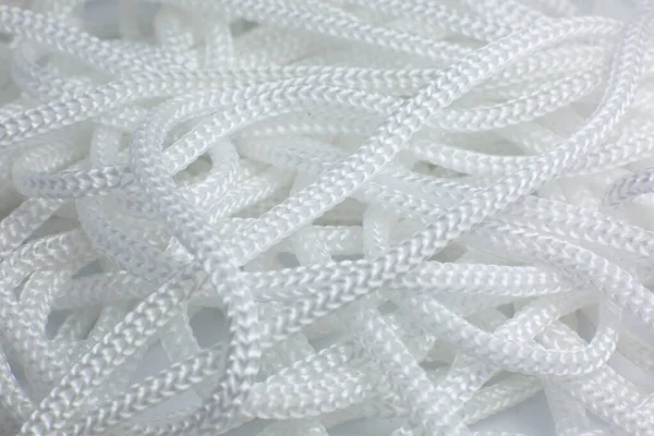 Fehér Pamut Kötél Textúra Háttér Fonal Macro Fénykép Közelről — Stock Fotó
