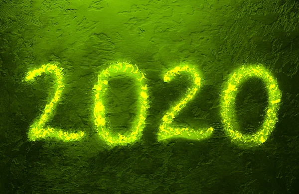 Ano Novo 2020 Números Fundo Preto Humor Nevado Conceito Festivo — Fotografia de Stock