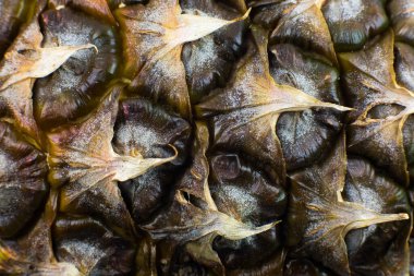 Ananas kabuğu dokusu. Egzotik meyveler yakın fotoğraf, makro manzara. Güzel duvar kağıdı.