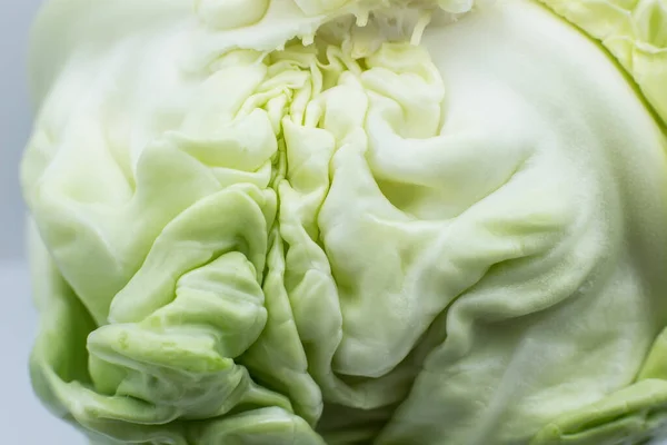 緑のキャベツの食感の背景 閉めろ マクロ写真 自然環境の壁紙 ベジタリアンフード ビタミン類 — ストック写真