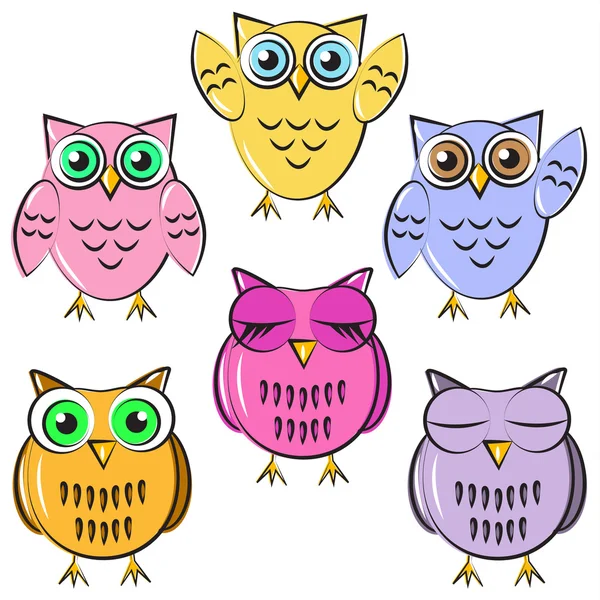 有趣的彩色猫头鹰 — 图库矢量图片