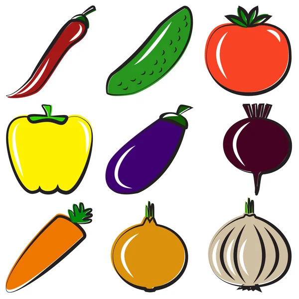 Conjunto de legumes e frutas —  Vetores de Stock