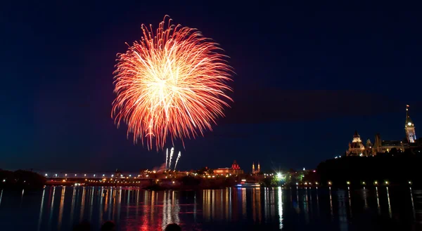 Country's Birthday fireworks celebrations in Ottawa, Canada. Royalty Free Stock Photos