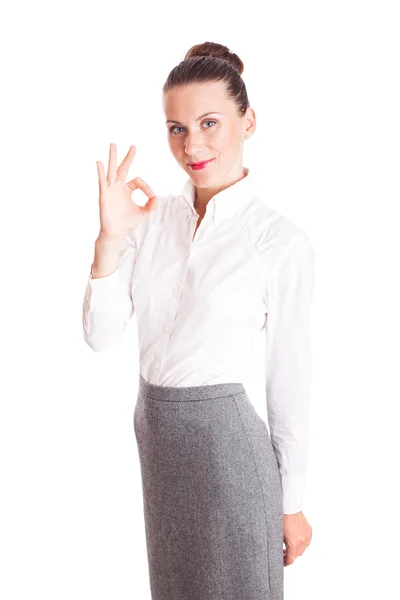Podnikání žena palec nahoru gesto — Stock fotografie