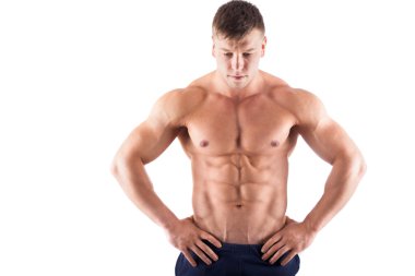 Yakışıklı güç atletik adam erkek.