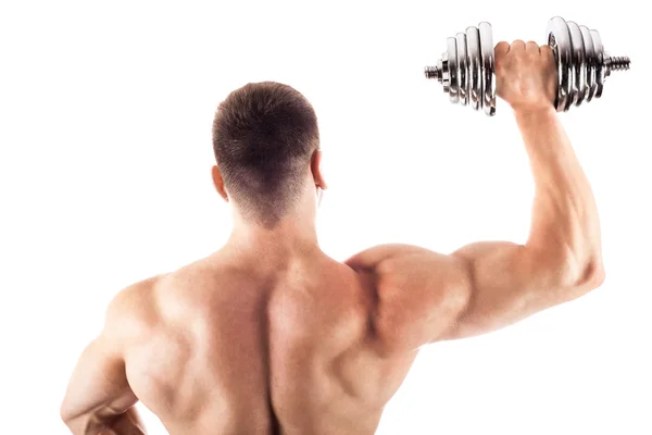 Muscular culturista sobre fondo blanco — Foto de Stock