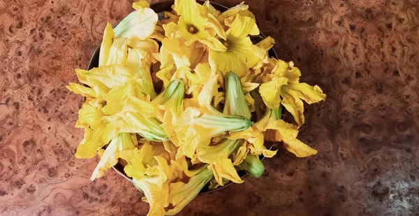 Montones Flores Calabaza Amarillas —  Fotos de Stock