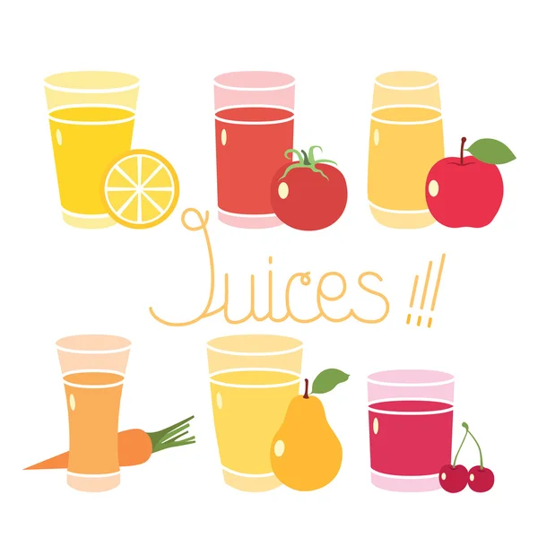 Diferentes jugos sabrosos — Vector de stock