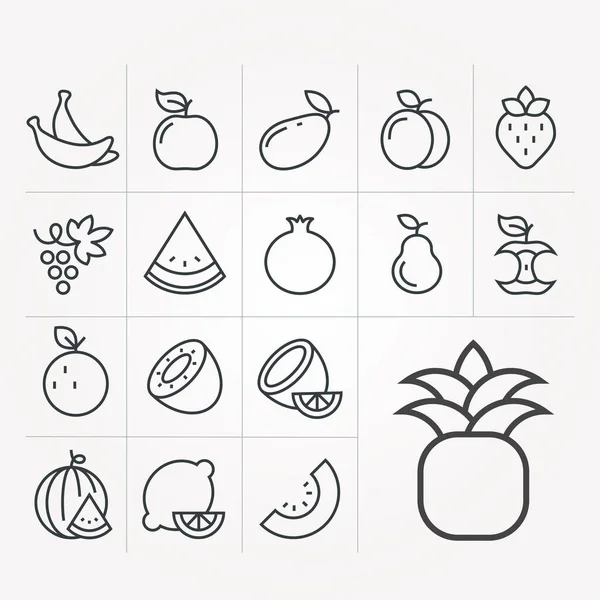 Linear Vector Fruit Icons — Stock Vector