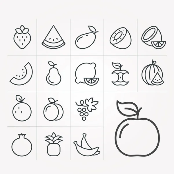 Set Fruit Icons — Stock Vector