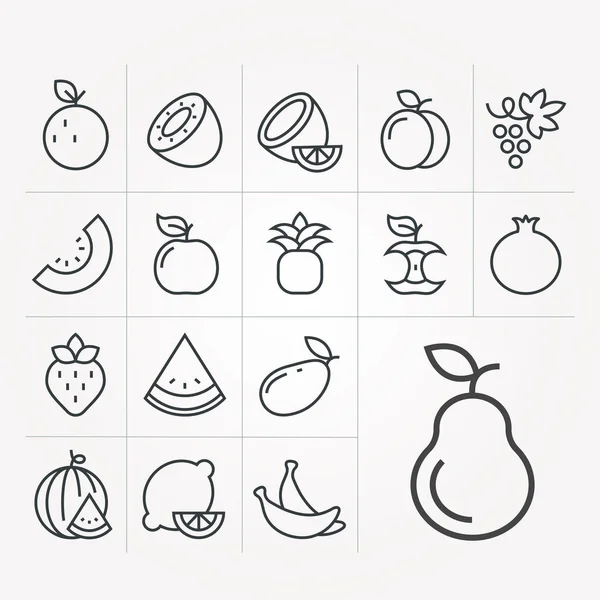 Set Vector Fruit Icons — Stock Vector