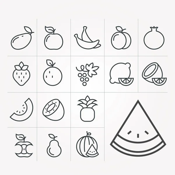 Pictograme Simple Fructe Vectoriale — Vector de stoc
