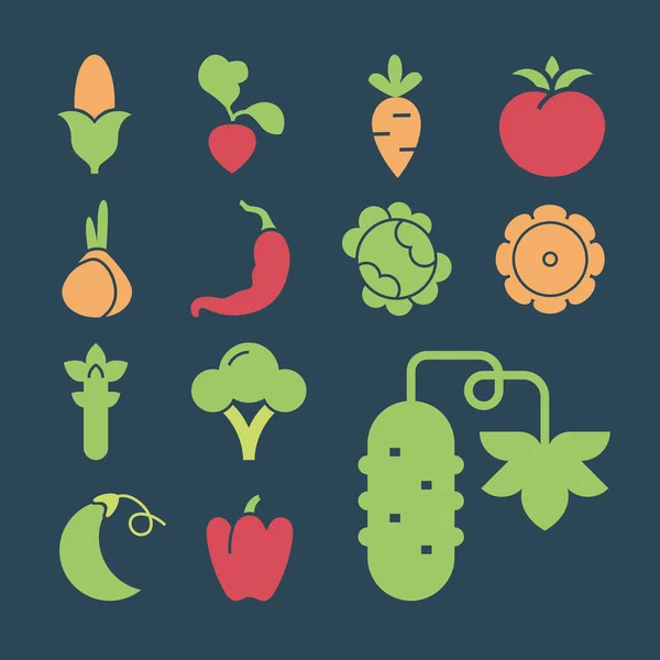 Icônes Aux Légumes Avec Possibilité Changer Épaisseur Ligne — Image vectorielle