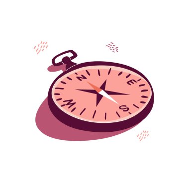 Beyaz arkaplanda izole edilmiş bir pusulanın düz vektör çizimi