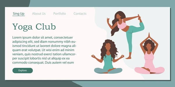Vorlage Für Eine Zielwebseite Mit Einem Yoga Club Das Konzept — Stockvektor
