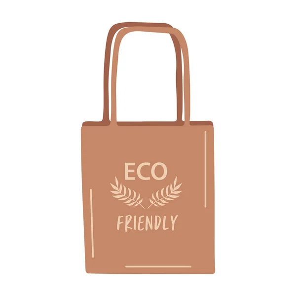 Flat Vector Illustration Reusable Bag Inscription Eco Friendly Concept Avoiding — Stock Vector