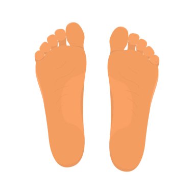 Düz vektör karikatür çizimi insan ayaklarının alt görüntüsü. Beyaz arkaplanda izole tasarım.