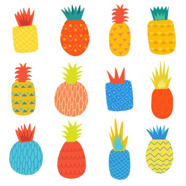 Farklı şekillerde büyük düz vektör karikatür setleri. Beyaz arkaplan