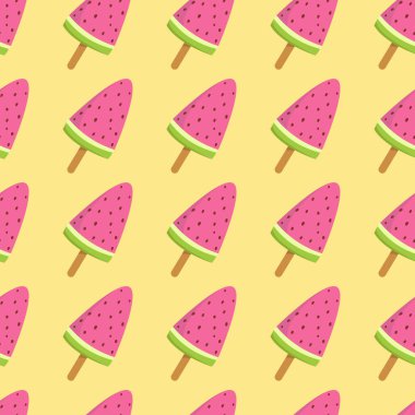 Kusursuz karpuzlu dondurma kalıbı. Paket kağıdı. Yaz mevsimi kavramı.