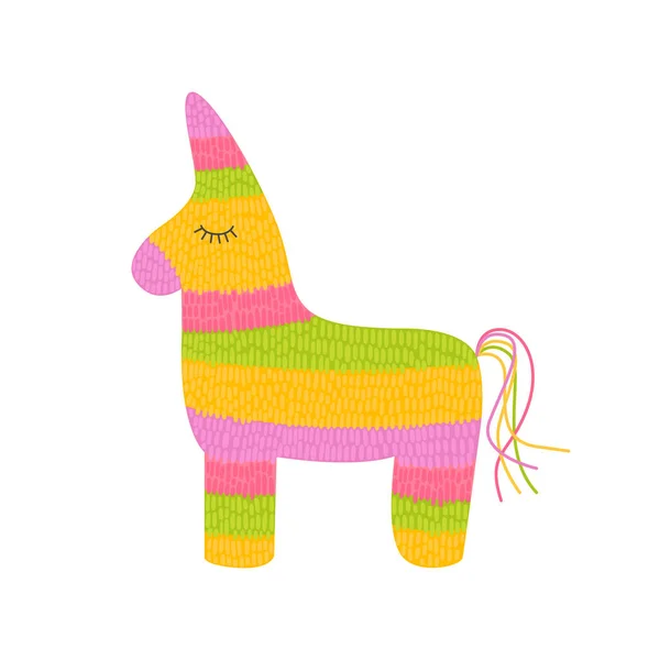 Illustration Vectorielle Plate Une Pinata Mexicaine Multicolore Lumineuse Forme Cheval — Image vectorielle