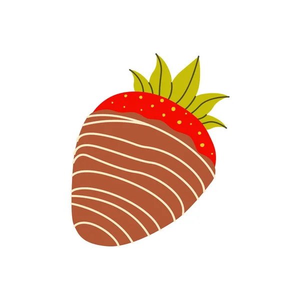 Flat Vector Cartoon Illustration Strawberries Covered Chocolate Chocolate Fondue Dessert Royalty Free Stock Illustrations