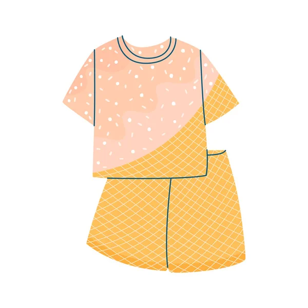 Flat Vector Cartoon Illustration Pajamas Consisting Shirt Shorts Pattern Form — Vettoriale Stock