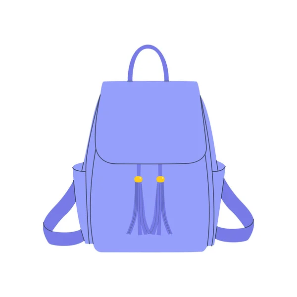 Flat Vector Illustration Blue Backpack Stylish Accessory Studying Traveling Walking — ストックベクタ