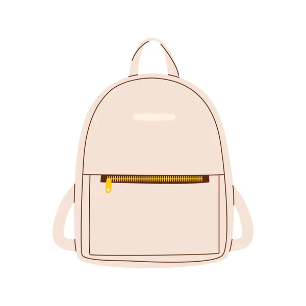 Flat Vector Illustration Light Beige Backpack Stylish Accessory Studying Traveling — Vector de stock