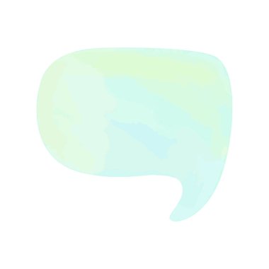 Flat vector illustration of a speech watercolor bubble in blue.