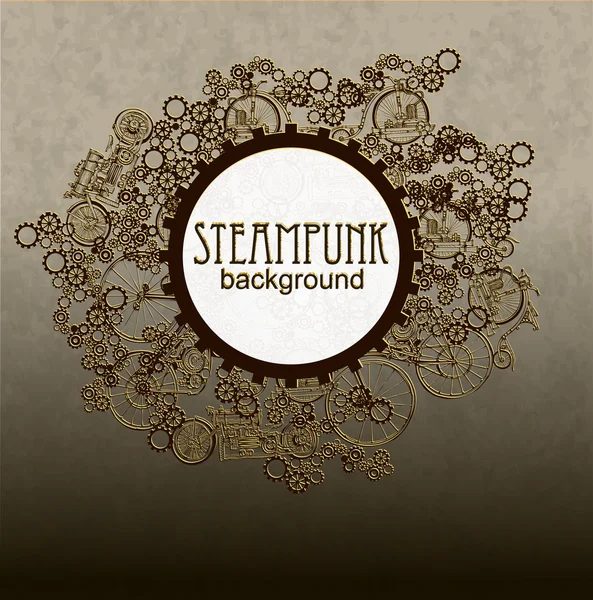 Steampunk style. Modèle steampunk design pour carte. Cadre fond steampunk. — Image vectorielle