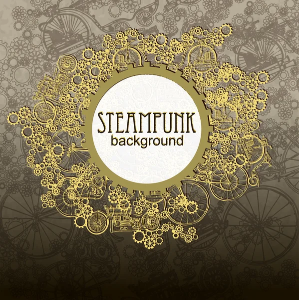 Steampunk style. Modèle steampunk design pour carte. Cadre fond steampunk. — Image vectorielle