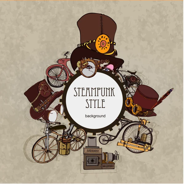 Steampunk style. Modèle steampunk design pour carte. Cadre fond steampunk. — Image vectorielle