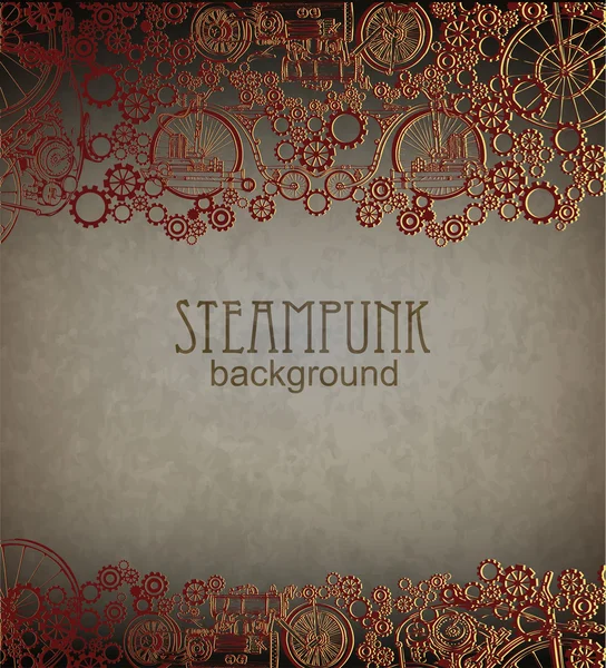 Steampunk tarzı. Kart için şablon steampunk tasarımı. Steampunk arkaplanı çerçevesi.