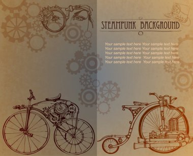 Retro Steampunk. Steampunk tarzı çerçeve steampunk arka plan. Menü, davet, kart, kartvizit