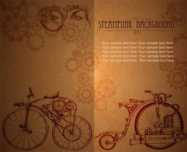 Retro Steampunk. Steampunk tarzı çerçeve steampunk arka plan. Menü, davet, kart, kartvizit