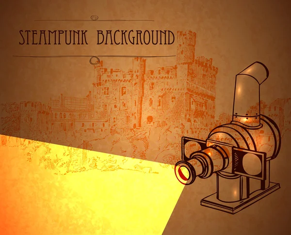 Steampunk style. Modèle steampunk design pour carte. Cadre fond steampunk. — Image vectorielle