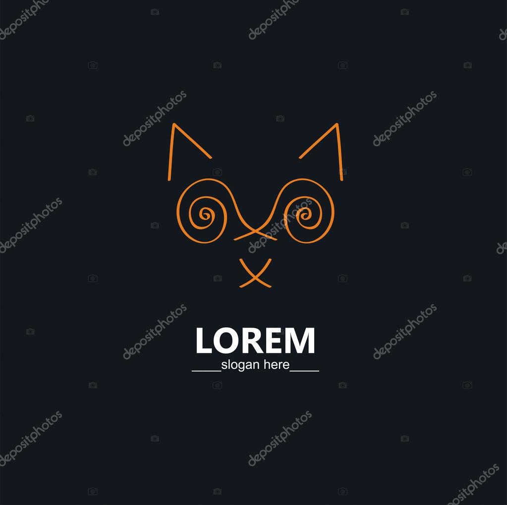 Cat outline logo. Vector design elements, business signs. Cat line art logo. Abstract cat logo. Cat luxury logo. Wild cat logo. Line art cat vector logo. Minimalistic cat logo. Cat geometric logo.