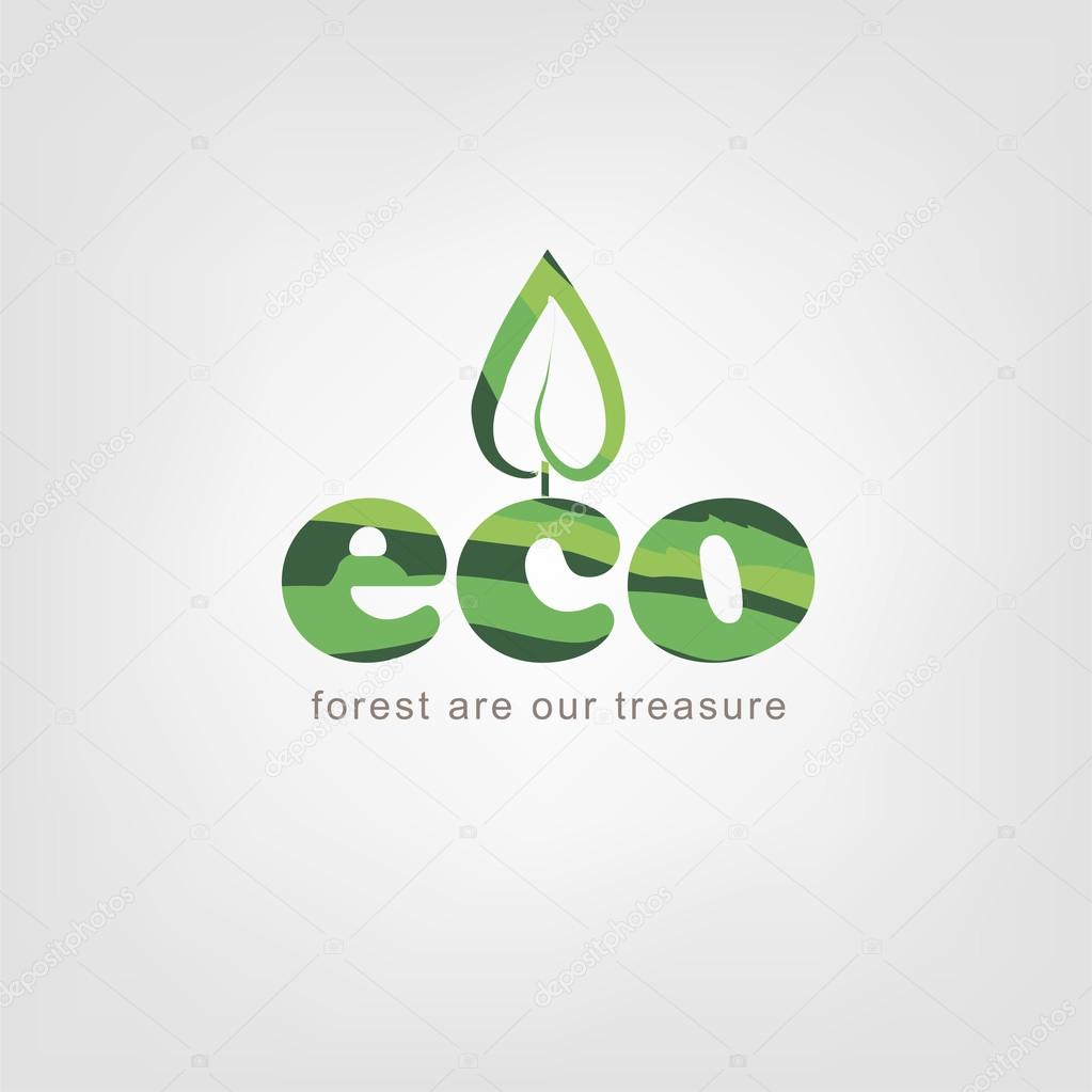 Ecological logo - the forest is our wealth. Natural eco logo. Art outline style. Eco logo template design