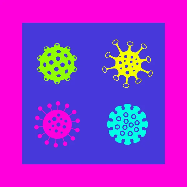Cartel de arte conceptual moderno con un vector gráfico del virus corona. El arte creativo doodle establece moléculas bacterianas. Collage. Vector — Vector de stock