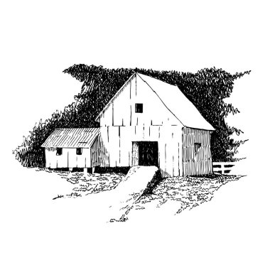 Köy evi, grafik el çizimi.